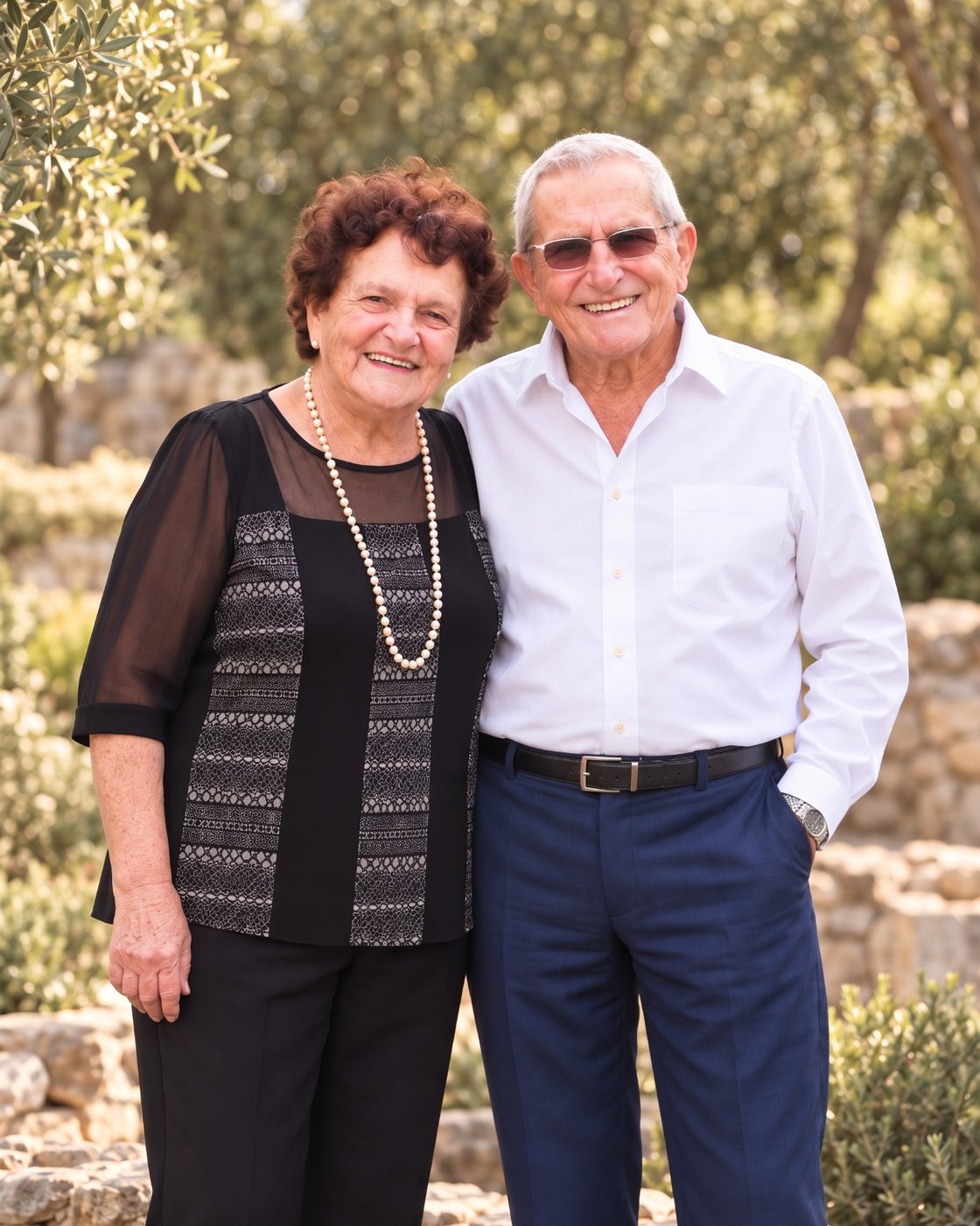 אביגדור וברוריה אבן, מחובקים, בין עצי זית